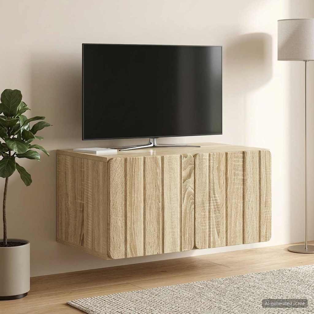 Nástěnná Tv Skříň 59,5 X 41 X 30 Cm Dub Sonoma Kompozitní Dřevo