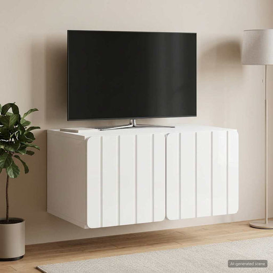 Nástěnná Tv Skříň 59,5 X 41 X 30 Cm Bílá S Vysokým Leskem