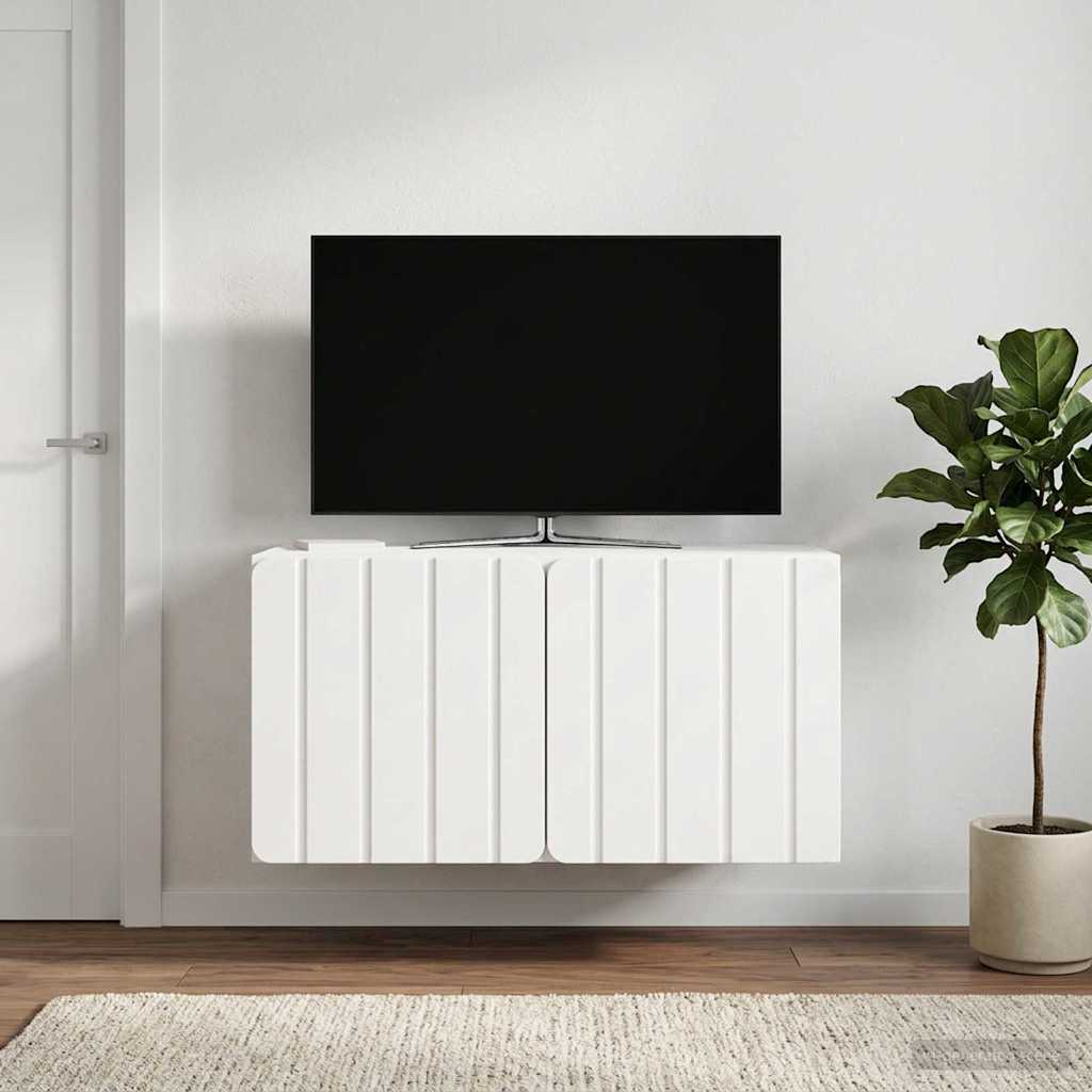 Nástěnná Tv Skříň 59,5 X 41 X 30 Cm Bílá S Vysokým Leskem