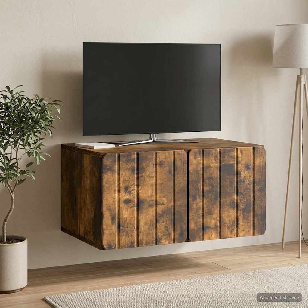Nástěnná Tv Skříň 59,5 X 41 X 30 Cm Kouřový Dub