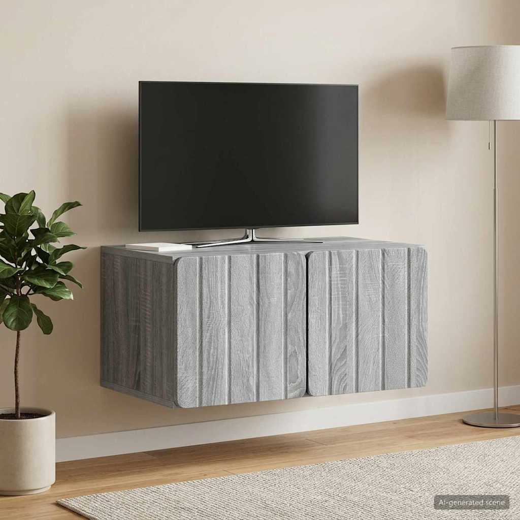 Nástěnná Tv Skříň 59,5 X 41 X 30 Cm Šedý Sonoma