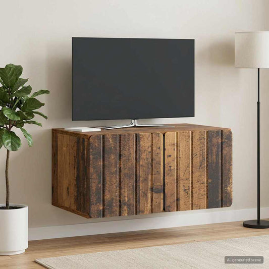 Nástěnná Tv Skříň 59,5 X 41 X 30 Cm Staré Dřevo