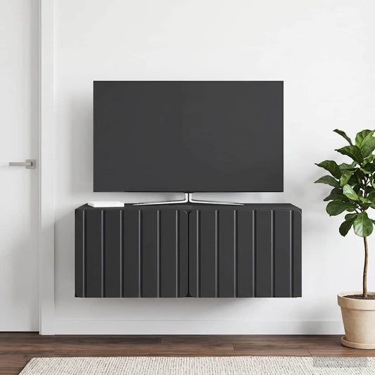 Nástěnná Tv Skříň 78,5 X 41 X 30 Cm Černá Kompozitní Dřevo