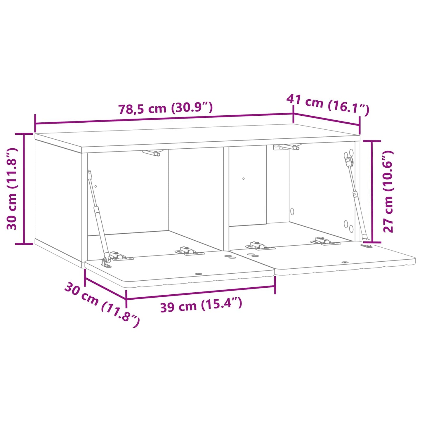 Nástěnná Tv Skříň 78,5 X 41 X 30 Cm Kouřový Dub