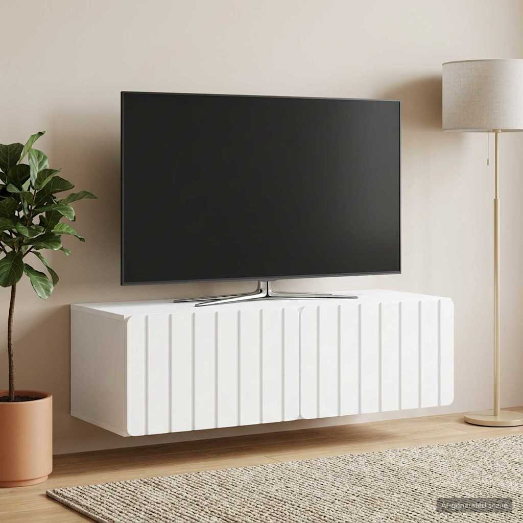 Nástěnná Tv Skříň 98 X 41 X 30 Cm Bílá Kompozitní Dřevo