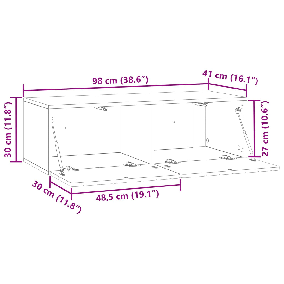 Nástěnná Tv Skříň 98 X 41 X 30 Cm Bílá Kompozitní Dřevo