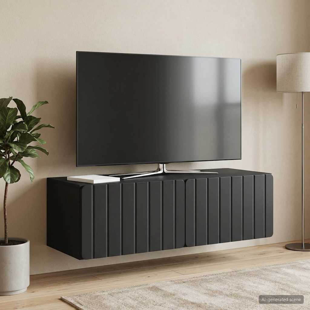 Nástěnná Tv Skříň 98 X 41 X 30 Cm Černá Kompozitní Dřevo