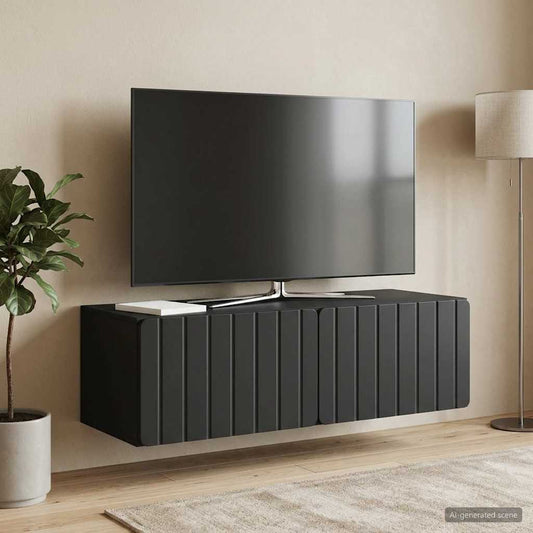 Nástěnná Tv Skříň 98 X 41 X 30 Cm Černá Kompozitní Dřevo