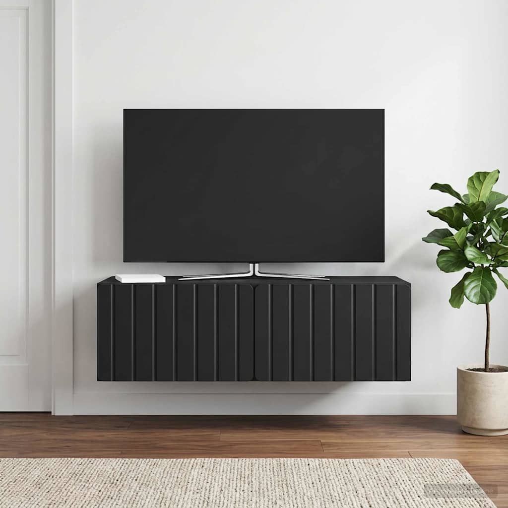 Nástěnná Tv Skříň 98 X 41 X 30 Cm Černá Kompozitní Dřevo
