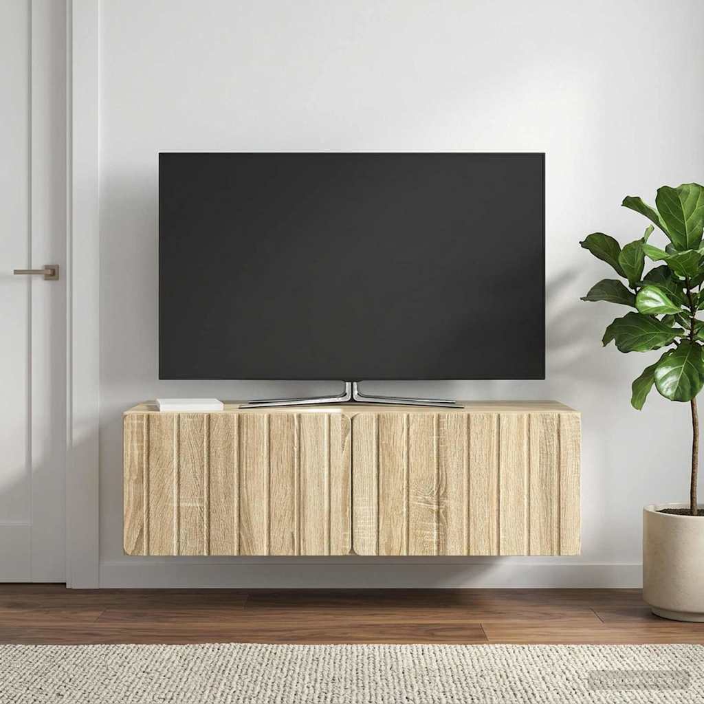 Nástěnná Tv Skříň 98 X 41 X 30 Cm Dub Sonoma Kompozitní Dřevo