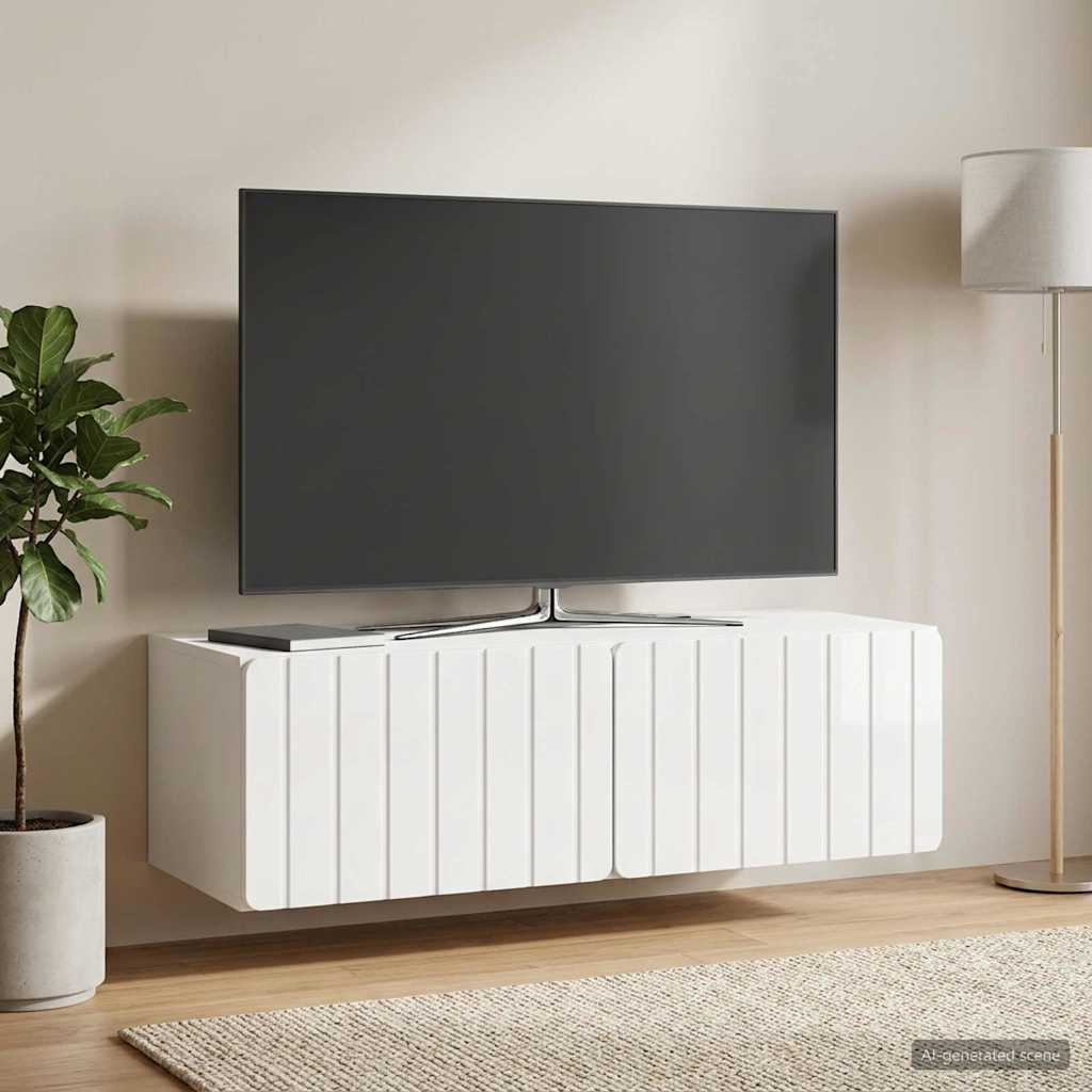 Nástěnná Tv Skříň 98 X 41 X 30 Cm Bílá S Vysokým Leskem