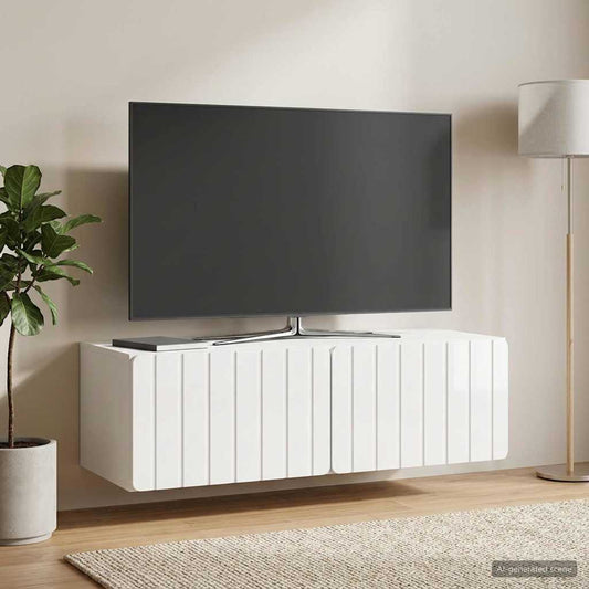Nástěnná Tv Skříň 98 X 41 X 30 Cm Bílá S Vysokým Leskem