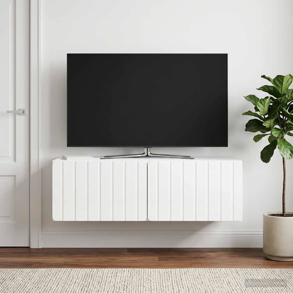 Nástěnná Tv Skříň 98 X 41 X 30 Cm Bílá S Vysokým Leskem