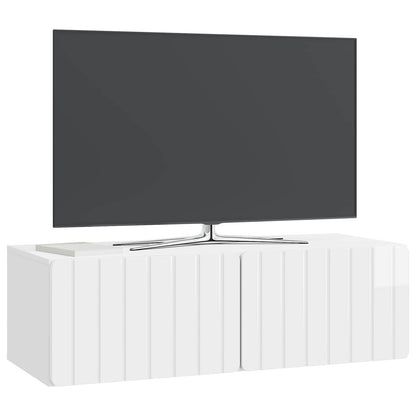 Nástěnná Tv Skříň 98 X 41 X 30 Cm Bílá S Vysokým Leskem