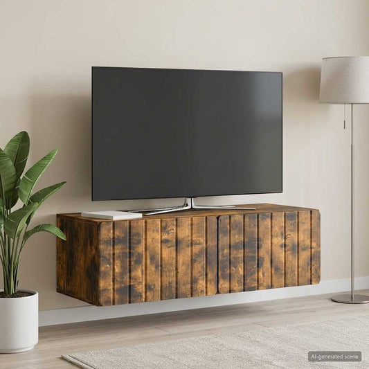 Nástěnná Tv Skříň 98 X 41 X 30 Cm Kouřový Dub Kompozitní Dřevo