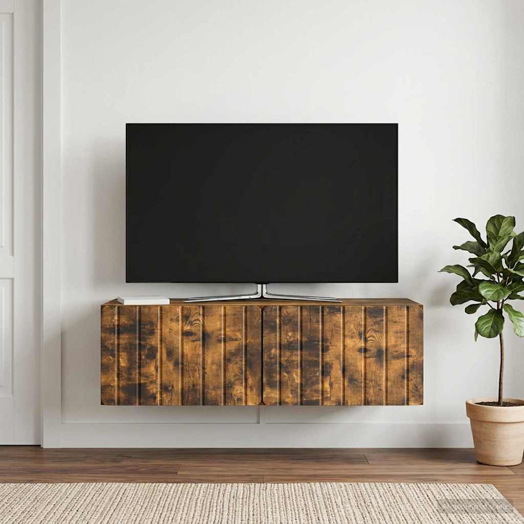 Nástěnná Tv Skříň 98 X 41 X 30 Cm Kouřový Dub Kompozitní Dřevo