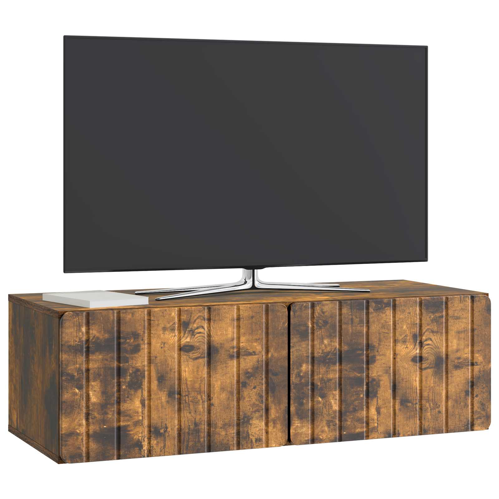 Nástěnná Tv Skříň 98 X 41 X 30 Cm Kouřový Dub Kompozitní Dřevo
