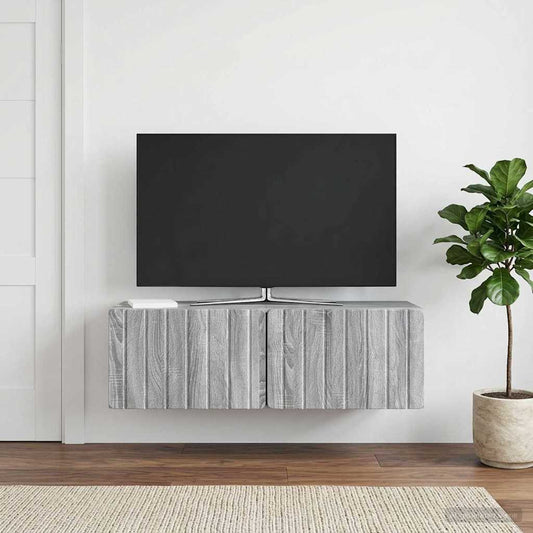 Nástěnná Tv Skříň 98 X 41 X 30 Cm Šedý Sonoma Kompozitní Dřevo
