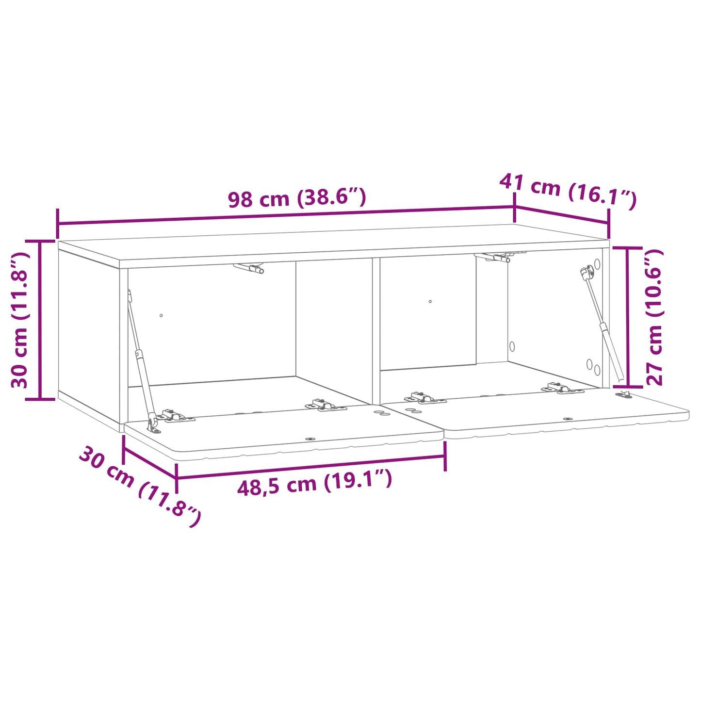 Nástěnná Tv Skříň 98 X 41 X 30 Cm Staré Dřevo Kompozitní Dřevo
