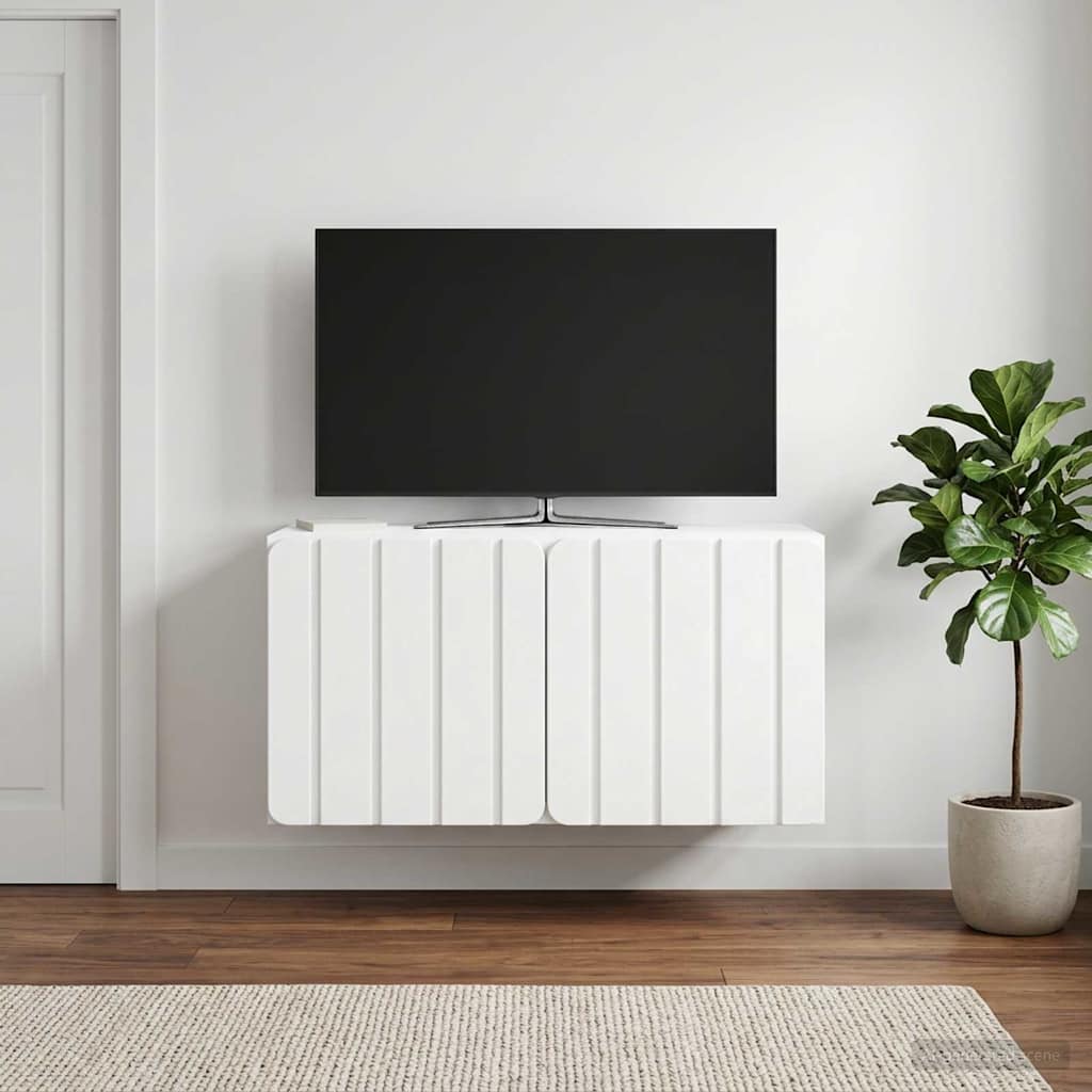 Nástěnná Tv Skříň 59,5 X 31 X 30 Cm Bílá Kompozitní Dřevo