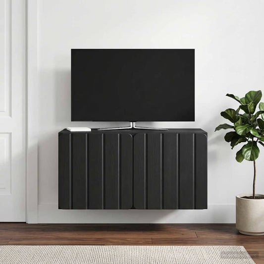 Nástěnná Tv Skříň 59,5 X 31 X 30 Cm Černá Kompozitní Dřevo
