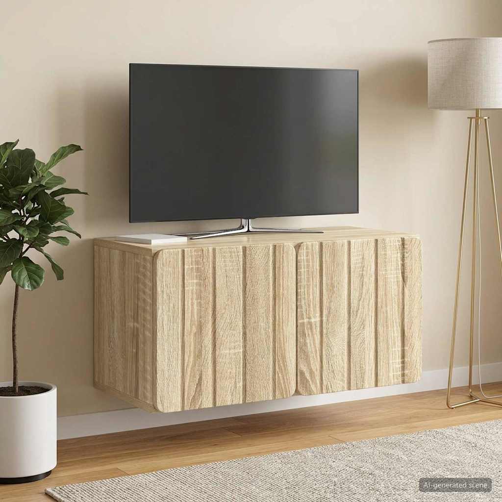 Nástěnná Tv Skříň 59,5 X 31 X 30 Cm Dub Sonoma Kompozitní Dřevo