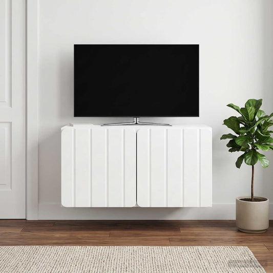 Nástěnná Tv Skříň 59,5 X 31 X 30 Cm Bílá S Vysokým Leskem