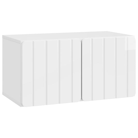 Nástěnná Tv Skříň 59,5 X 31 X 30 Cm Bílá S Vysokým Leskem