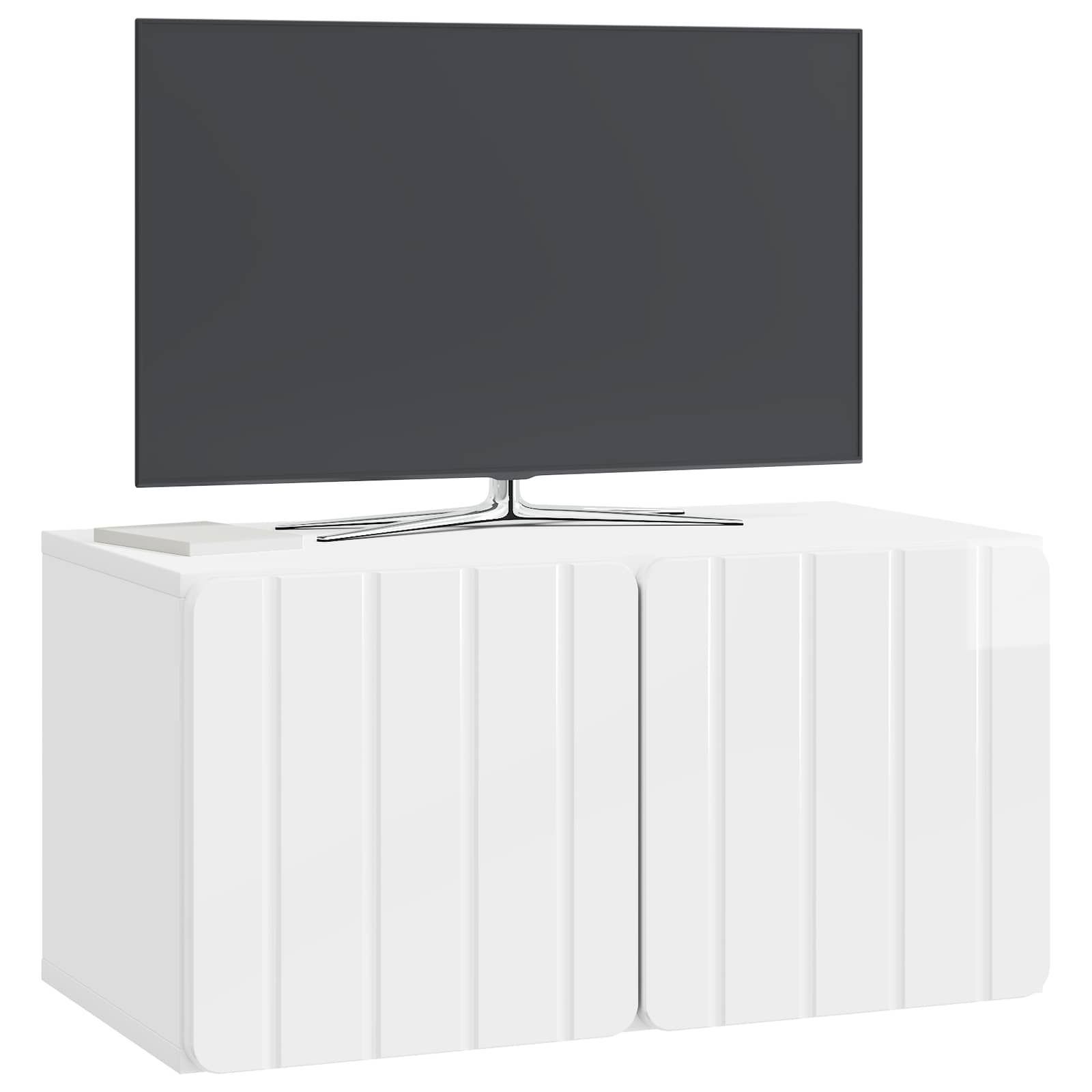 Nástěnná Tv Skříň 59,5 X 31 X 30 Cm Bílá S Vysokým Leskem