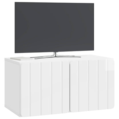 Nástěnná Tv Skříň 59,5 X 31 X 30 Cm Bílá S Vysokým Leskem