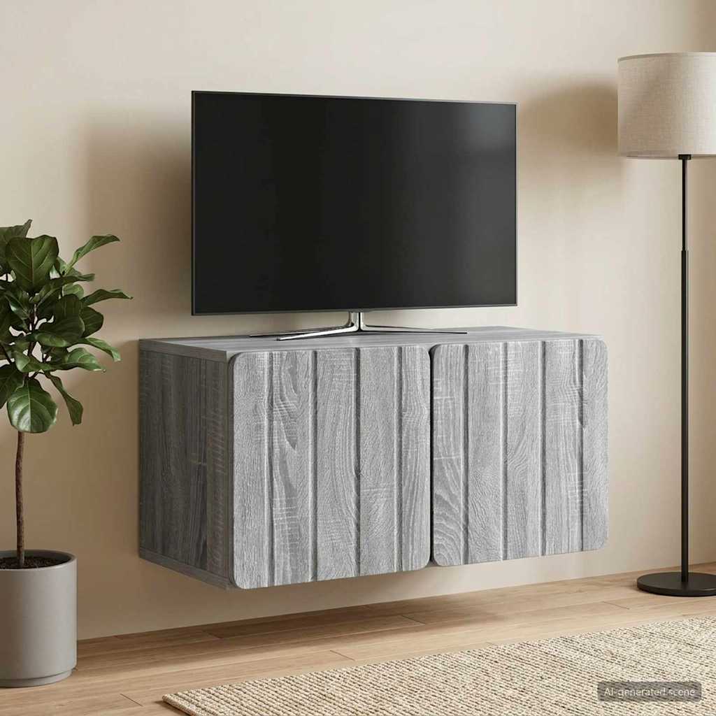 Nástěnná Tv Skříň 59,5 X 31 X 30 Cm Šedý Sonoma