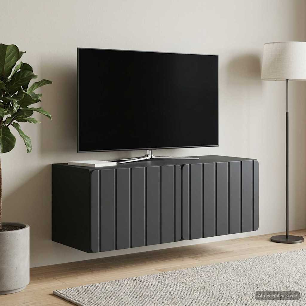 Nástěnná Tv Skříň 78,5 X 31 X 30 Cm Černá Kompozitní Dřevo