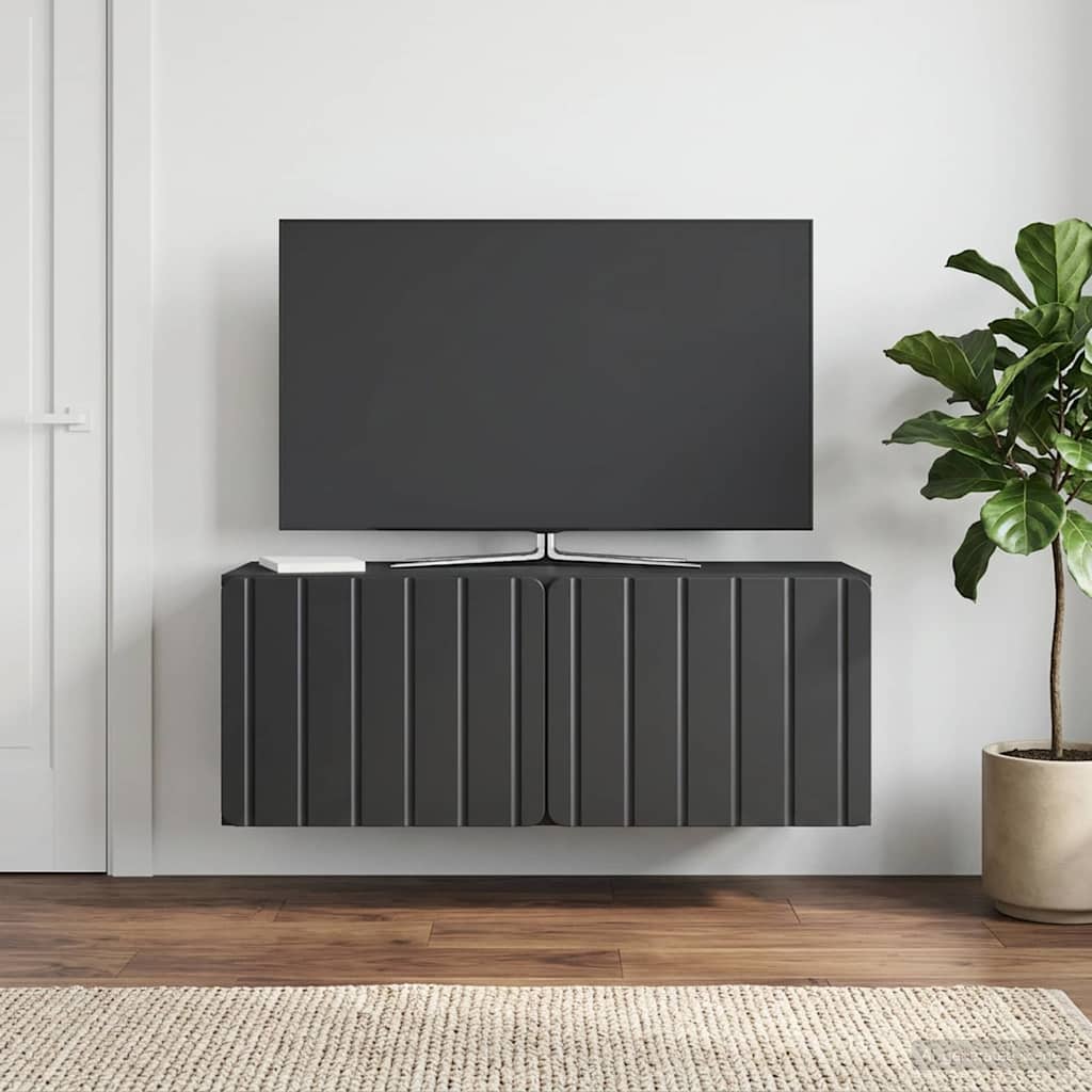 Nástěnná Tv Skříň 78,5 X 31 X 30 Cm Černá Kompozitní Dřevo
