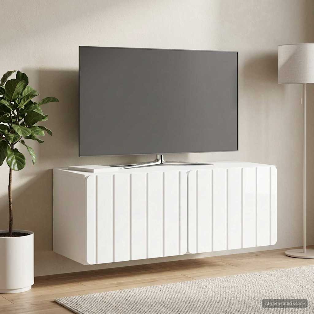Nástěnná Tv Skříň 78,5 X 31 X 30 Cm Bílá S Vysokým Leskem