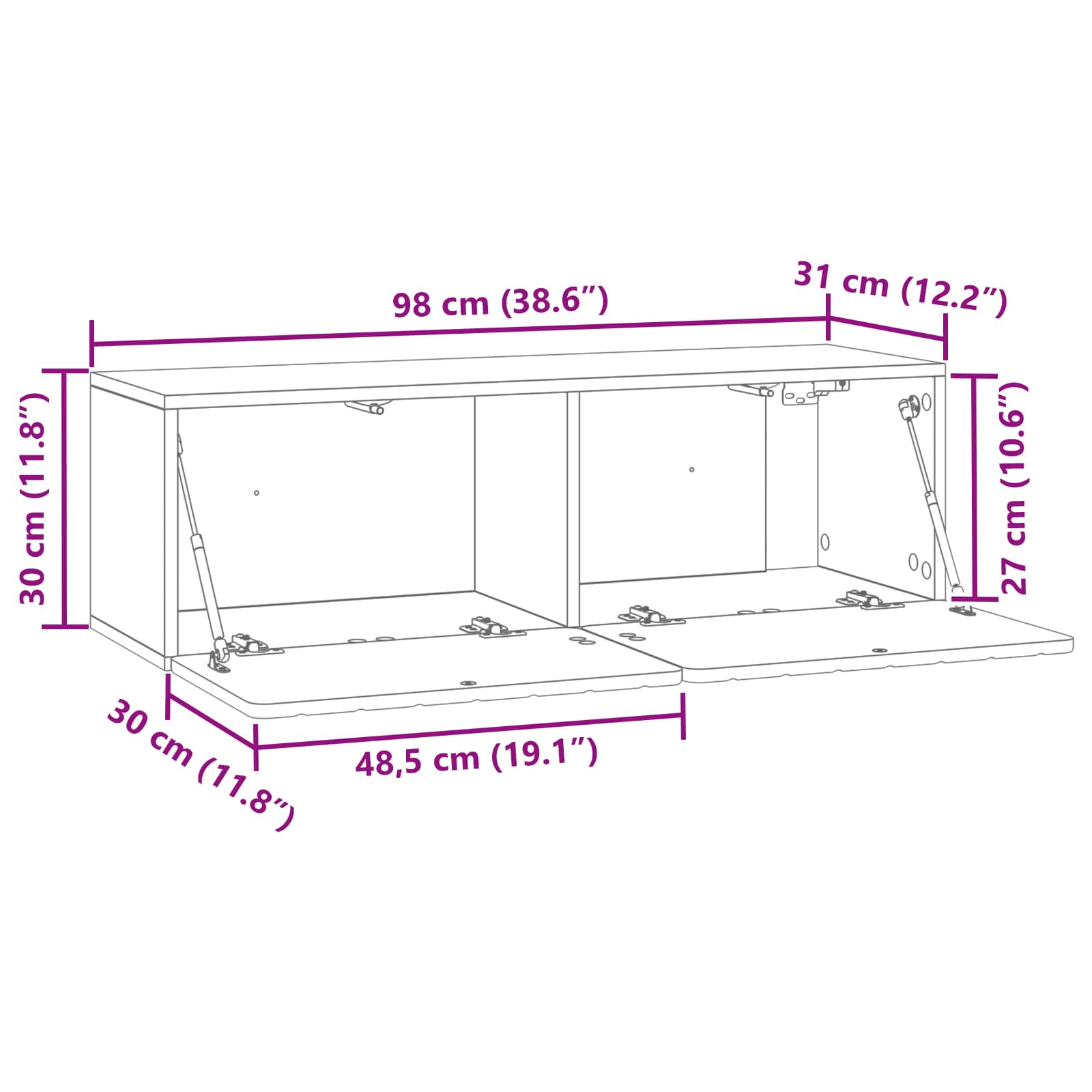 Nástěnná Tv Skříň 98 X 31 X 30 Cm Bílá Kompozitní Dřevo