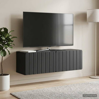Nástěnná Tv Skříň 98 X 31 X 30 Cm Černá Kompozitní Dřevo