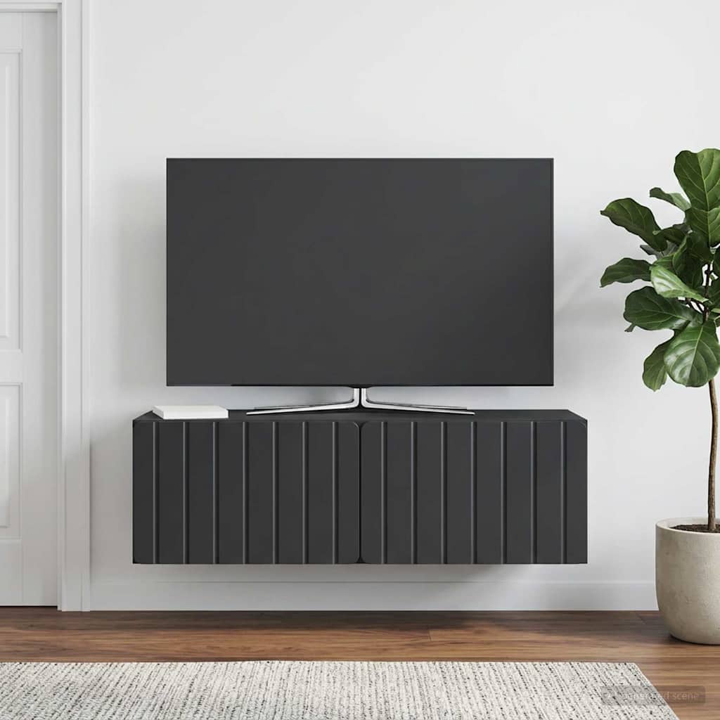 Nástěnná Tv Skříň 98 X 31 X 30 Cm Černá Kompozitní Dřevo