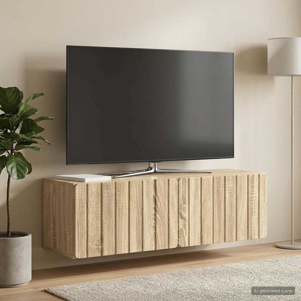 Nástěnná Tv Skříň 98 X 31 X 30 Cm Dub Sonoma Kompozitní Dřevo