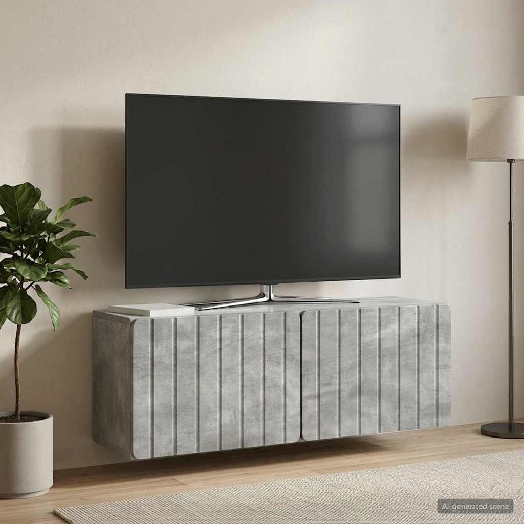 Nástěnná Tv Skříň 98 X 31 X 30 Cm Betonově Šedá