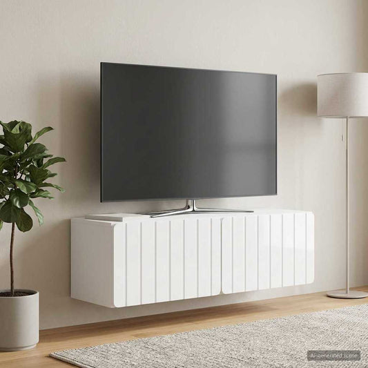 Nástěnná Tv Skříň 98 X 31 X 30 Cm Bílá S Vysokým Leskem