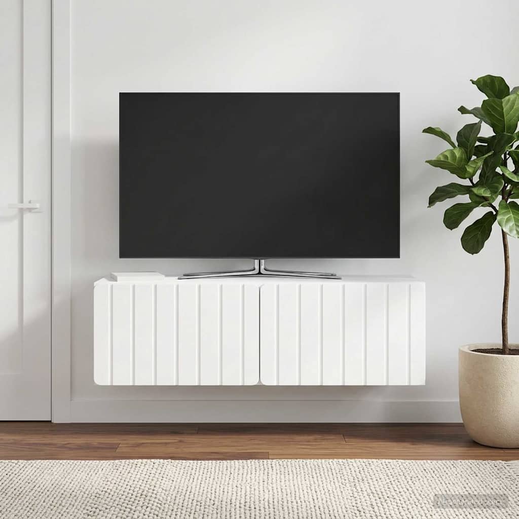 Nástěnná Tv Skříň 98 X 31 X 30 Cm Bílá S Vysokým Leskem