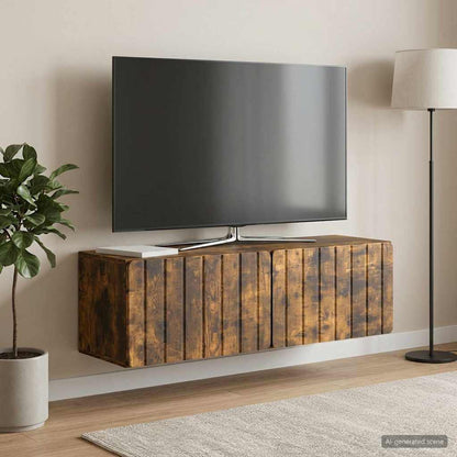 Nástěnná Tv Skříň 98 X 31 X 30 Cm Kouřový Dub Kompozitní Dřevo