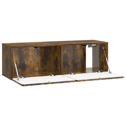 Nástěnná Tv Skříň 98 X 31 X 30 Cm Kouřový Dub Kompozitní Dřevo