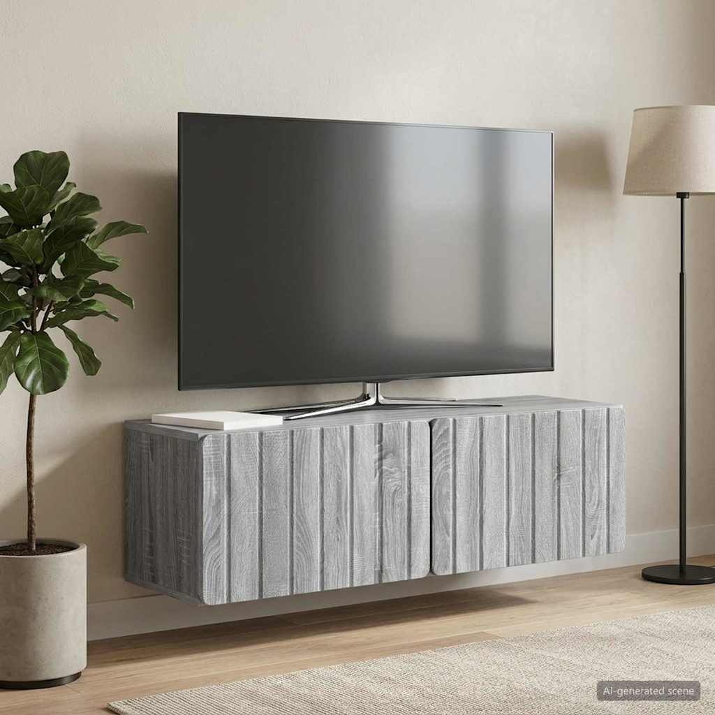 Nástěnná Tv Skříň 98 X 31 X 30 Cm Šedý Sonoma Kompozitní Dřevo