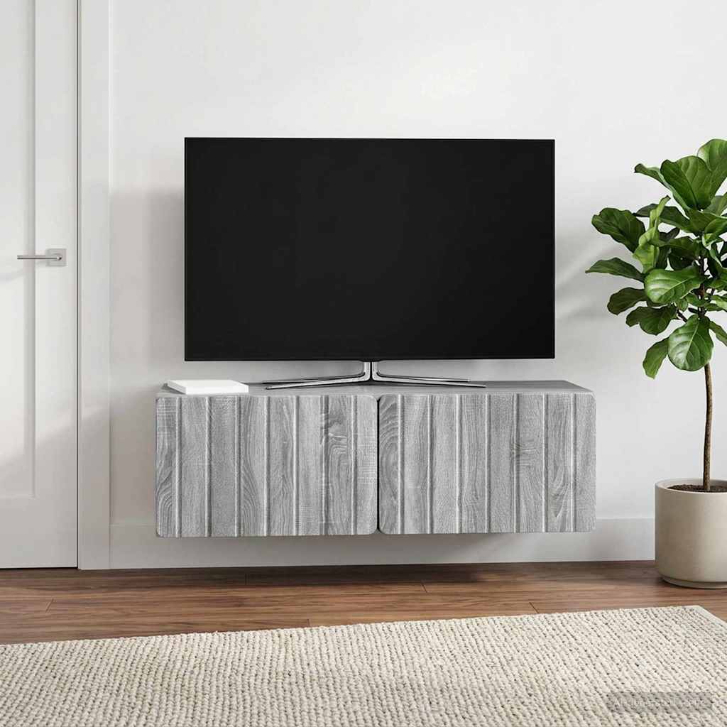 Nástěnná Tv Skříň 98 X 31 X 30 Cm Šedý Sonoma Kompozitní Dřevo