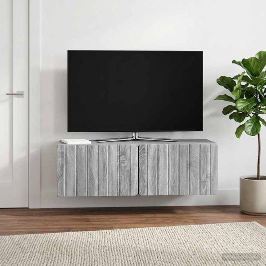 Nástěnná Tv Skříň 98 X 31 X 30 Cm Šedý Sonoma Kompozitní Dřevo