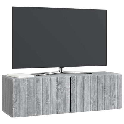 Nástěnná Tv Skříň 98 X 31 X 30 Cm Šedý Sonoma Kompozitní Dřevo
