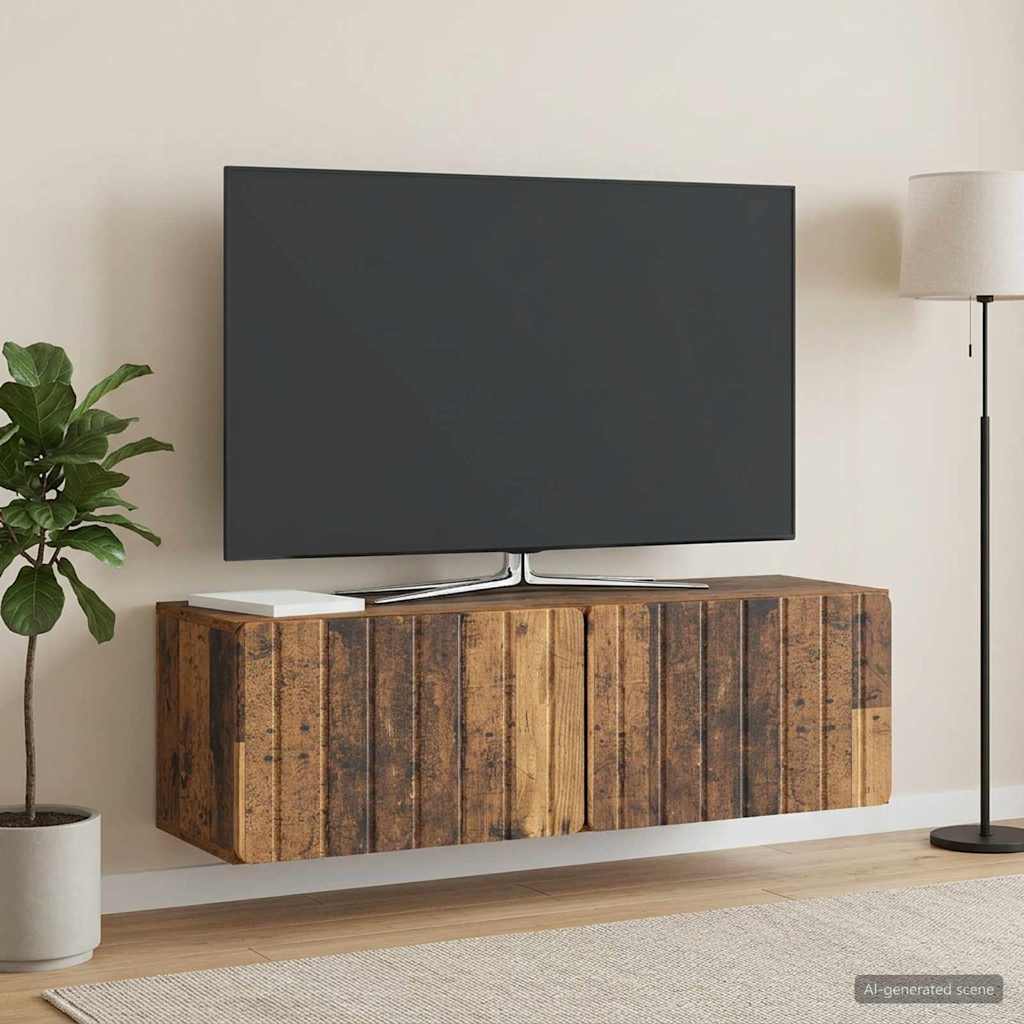 Nástěnná Tv Skříň 98 X 31 X 30 Cm Staré Dřevo Kompozitní Dřevo