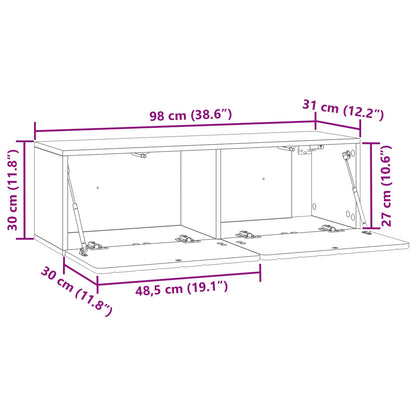 Nástěnná Tv Skříň 98 X 31 X 30 Cm Staré Dřevo Kompozitní Dřevo