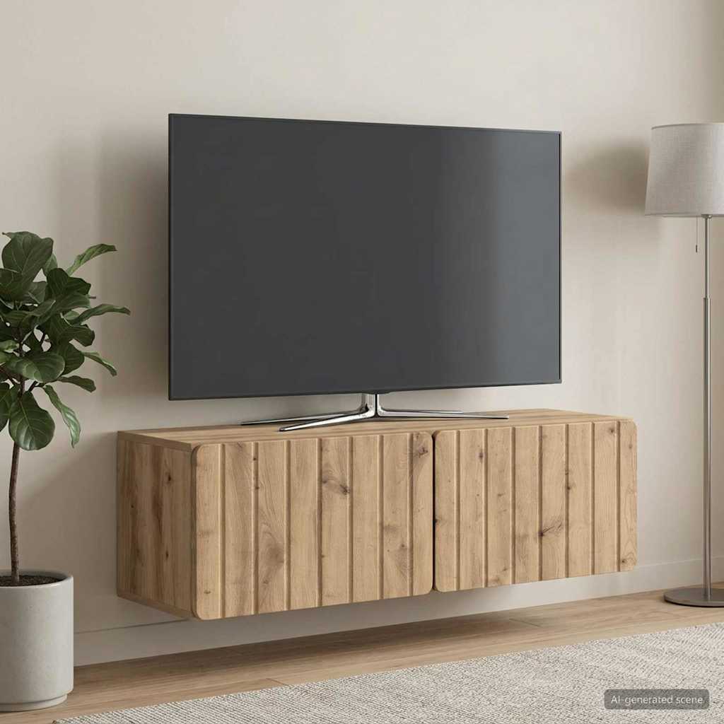 Nástěnná Tv Skříň 98 X 31 X 30 Cm Dub Artisan Kompozitní Dřevo